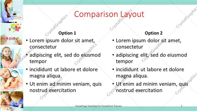 Comparison presentation slide layout