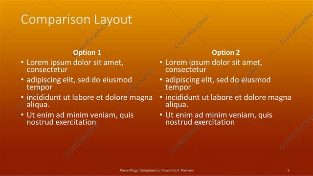 Comparison presentation slide layout