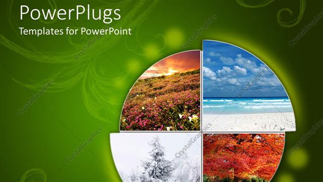  Presentation with four seasons - Collage showing the four climatic seasons in green background