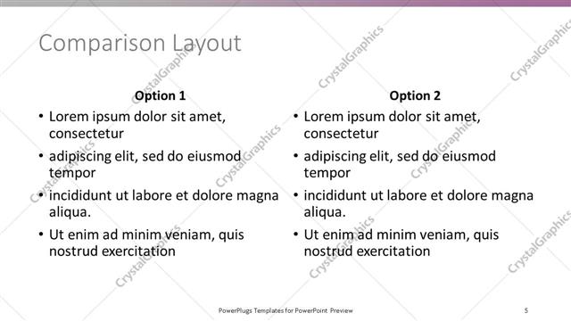 Comparison presentation slide layout