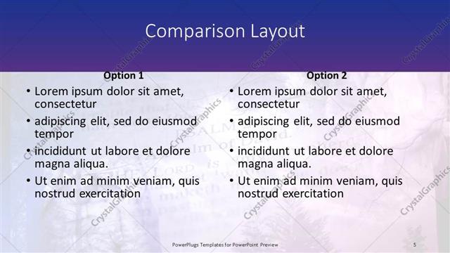 Comparison presentation slide layout