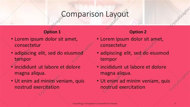 Comparison presentation slide layout