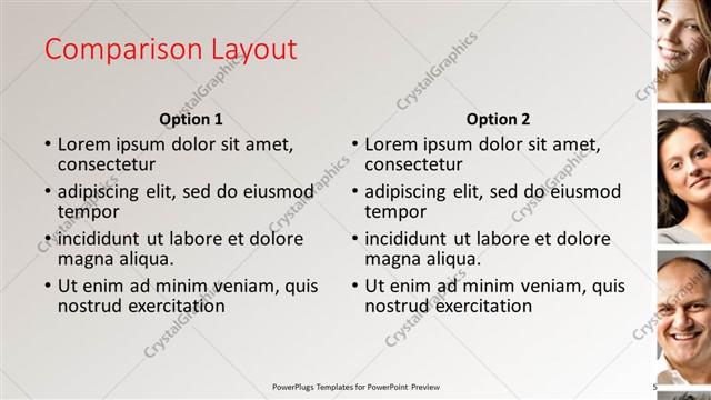 Comparison presentation slide layout