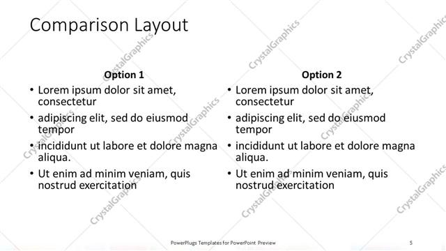 Comparison presentation slide layout