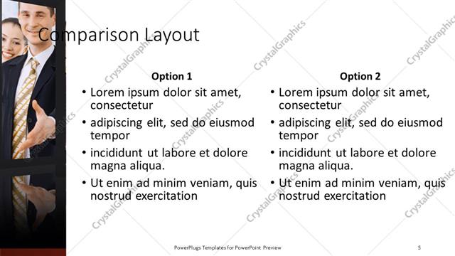 Comparison presentation slide layout