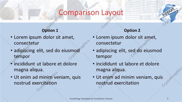 Comparison presentation slide layout