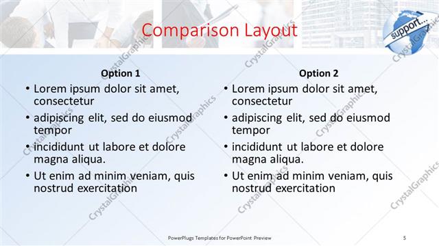 Comparison presentation slide layout