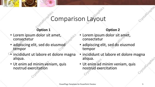 Comparison presentation slide layout