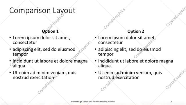 Comparison presentation slide layout