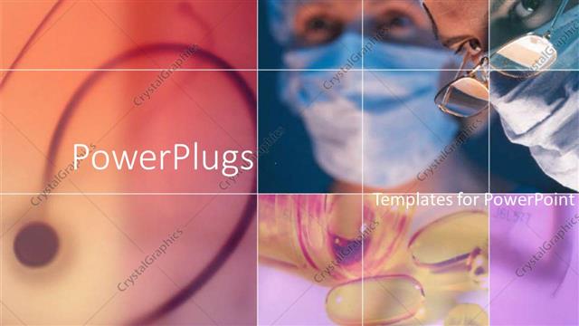  Presentation with pills - Collage of two surgeons, stethoscope and container of spilled pills