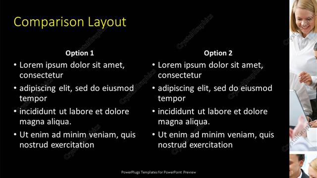 Comparison presentation slide layout