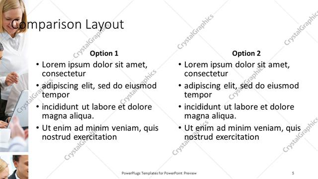 Comparison presentation slide layout