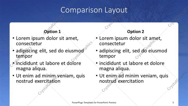 Comparison presentation slide layout