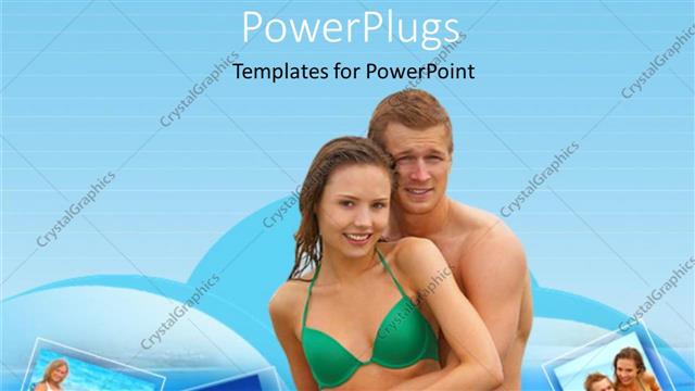  Presentation with vacation - Collage of young happy couple having vacation on beach?