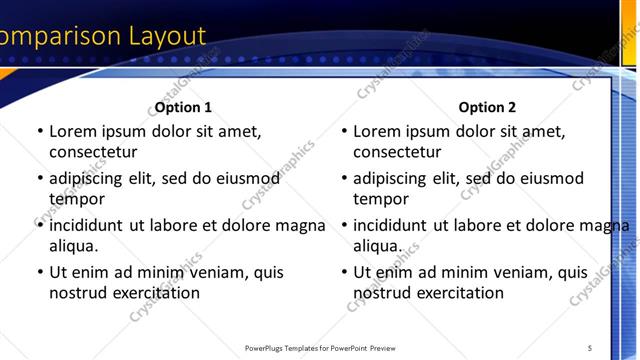 Comparison presentation slide layout