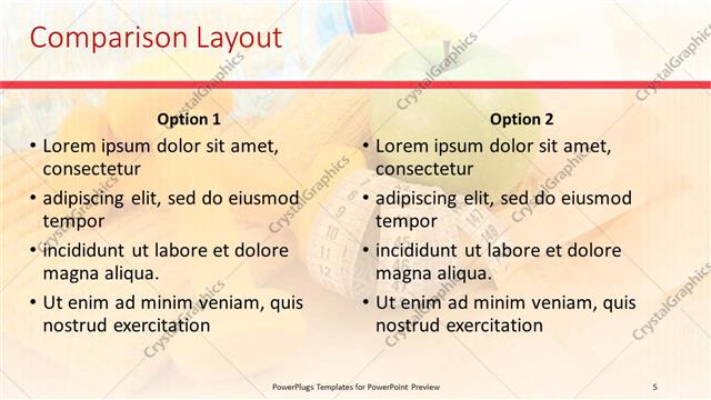 Comparison presentation slide layout