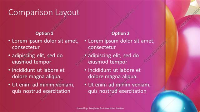 Comparison presentation slide layout