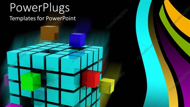  Presentation with cube - A collection of boxes of blue color along with few boxes of different colors