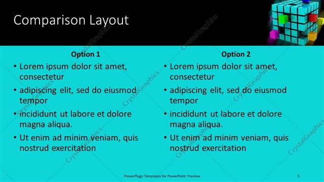 Comparison presentation slide layout