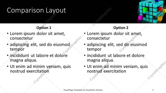 Comparison presentation slide layout
