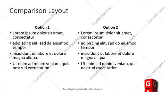 Comparison presentation slide layout