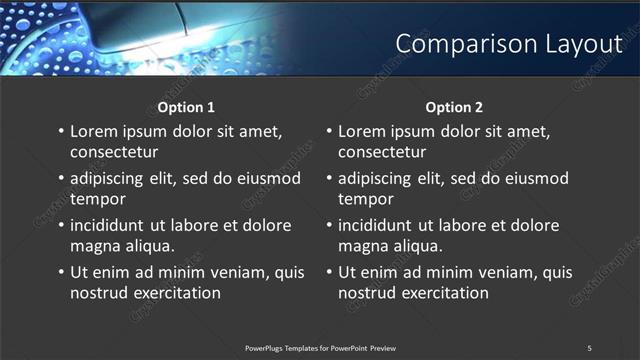 Comparison presentation slide layout