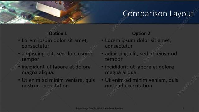 Comparison presentation slide layout