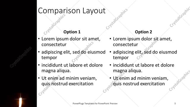 Comparison presentation slide layout