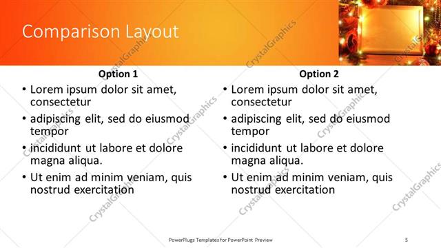 Comparison presentation slide layout