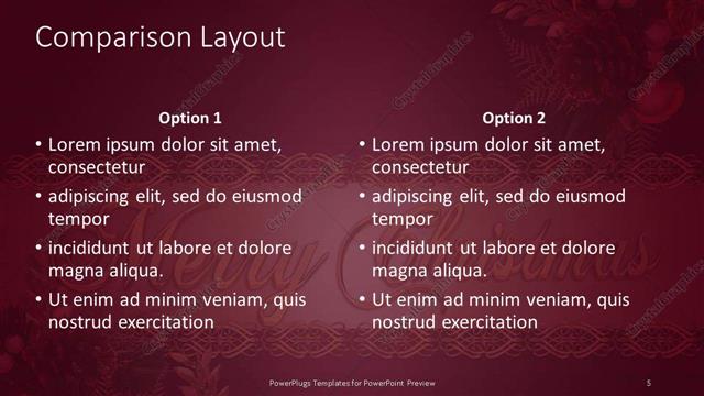 Comparison presentation slide layout