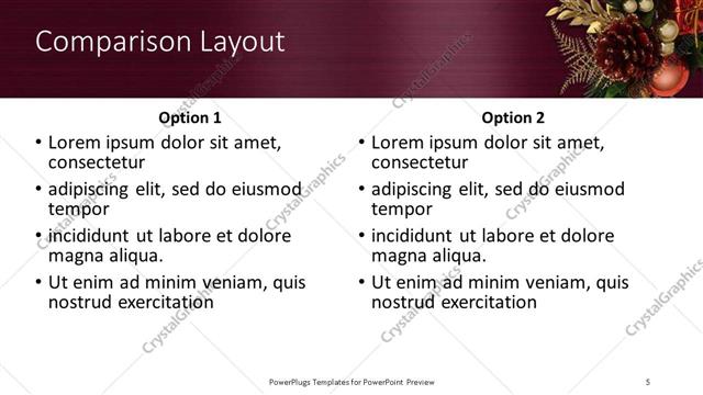 Comparison presentation slide layout