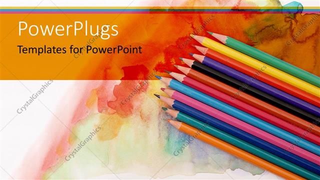  Presentation with multi - A collection of color pencils with multi-colored background