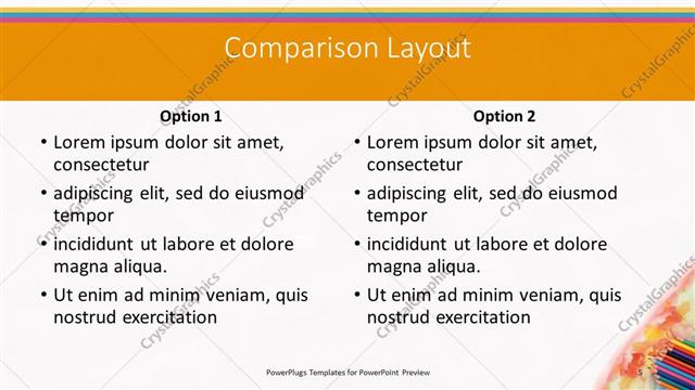 Comparison presentation slide layout