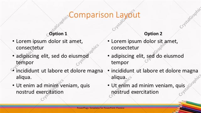 Comparison presentation slide layout