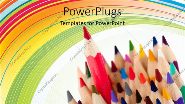  Presentation with color pencils - A collection of color pencils with multicolored background
