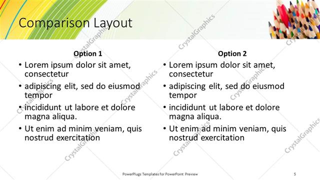 Comparison presentation slide layout