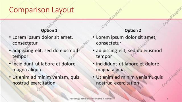 Comparison presentation slide layout