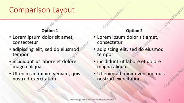 Comparison presentation slide layout