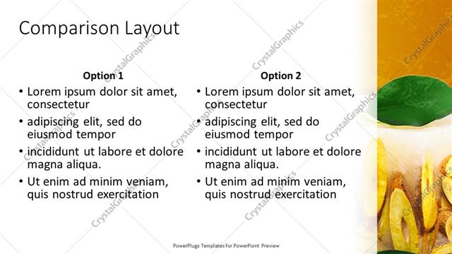 Comparison presentation slide layout