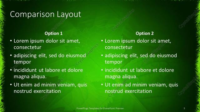 Comparison presentation slide layout