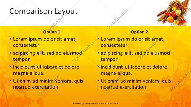 Comparison presentation slide layout