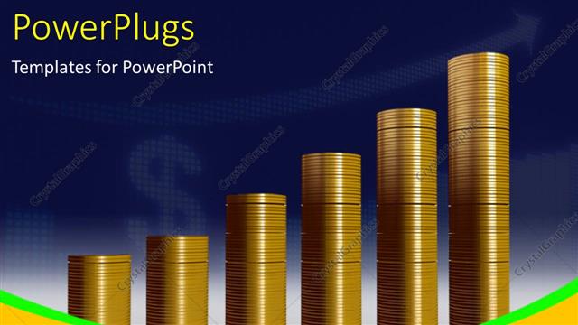  Presentation with gold dollar sign - A collection of gold coins with a dollar sign in the background