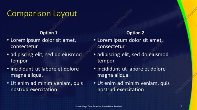 Comparison presentation slide layout