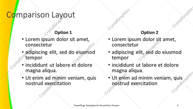 Comparison presentation slide layout