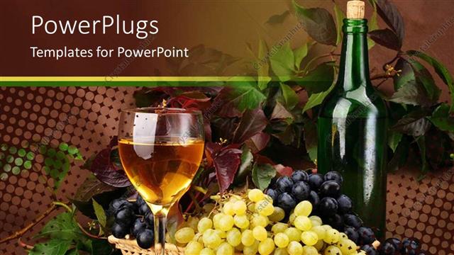  Presentation with wine - A collection grapes, plant and wine in the background