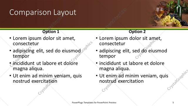 Comparison presentation slide layout
