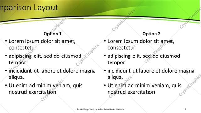Comparison presentation slide layout