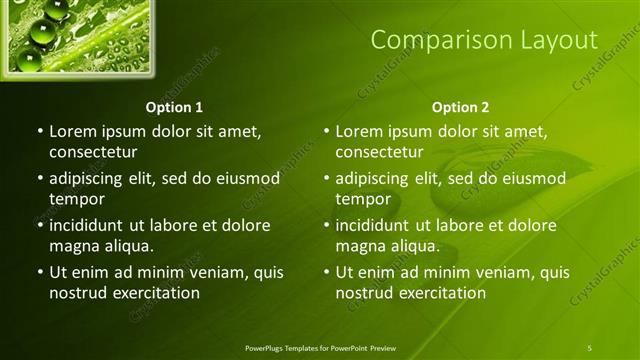 Comparison presentation slide layout