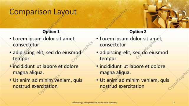 Comparison presentation slide layout