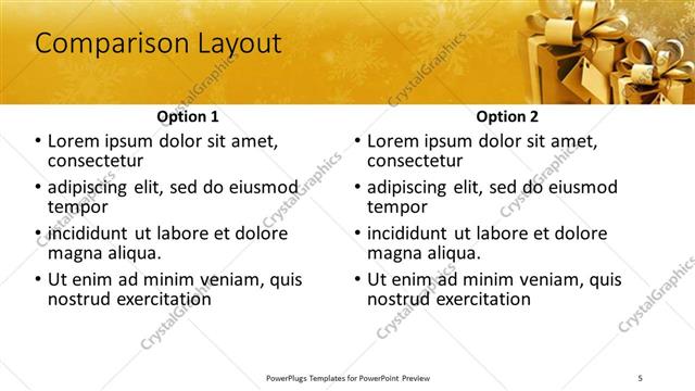Comparison presentation slide layout